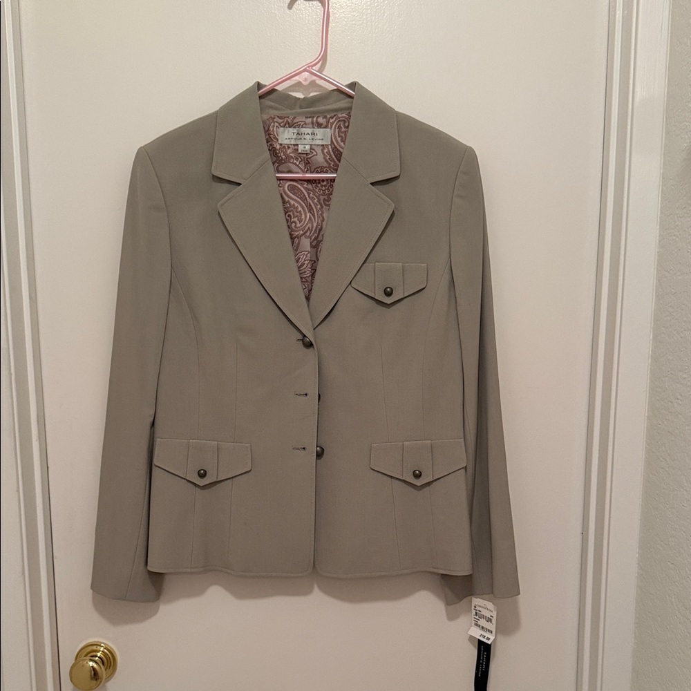 Women's Tahari by Arthur S. Levine Beige Blazer Jacket